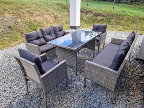 Szare meble ogrodowe z technorattanu Torino Grande - grey