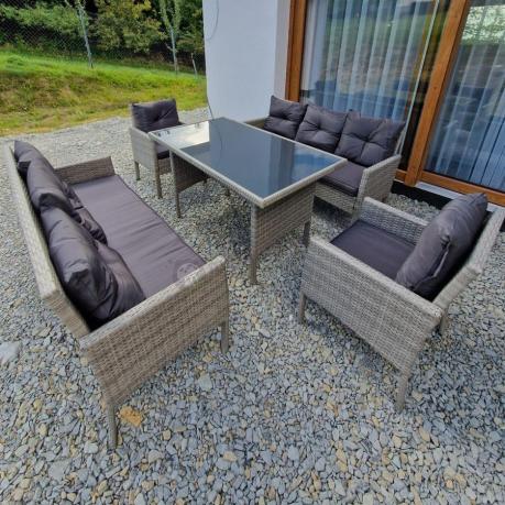 Szare meble ogrodowe z technorattanu Torino Grande - grey