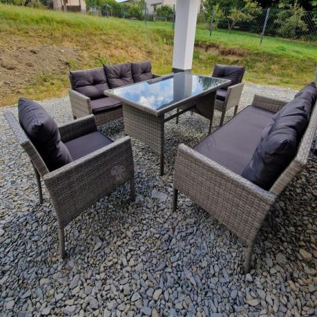 Szare meble ogrodowe z technorattanu Torino Grande - grey