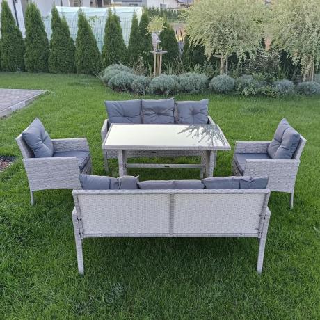 Szare meble ogrodowe z technorattanu Torino Grande - grey
