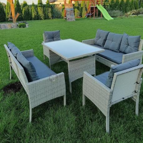 Szare meble ogrodowe z technorattanu Torino Grande - grey