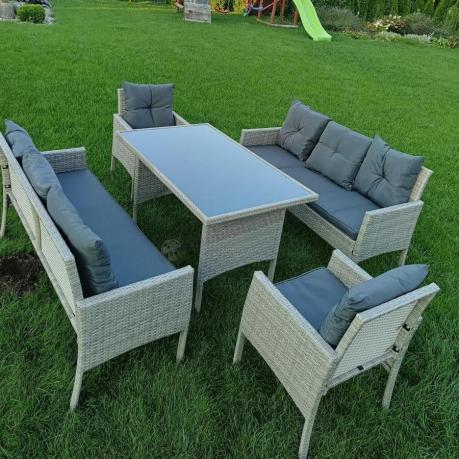 Szare meble ogrodowe z technorattanu Torino Grande - grey