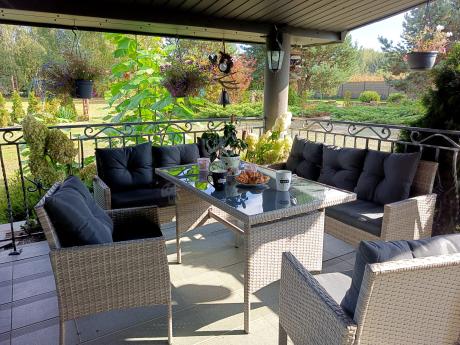 Szare meble ogrodowe z technorattanu Torino Grande - grey