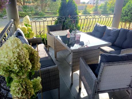 Szare meble ogrodowe z technorattanu Torino Grande - grey