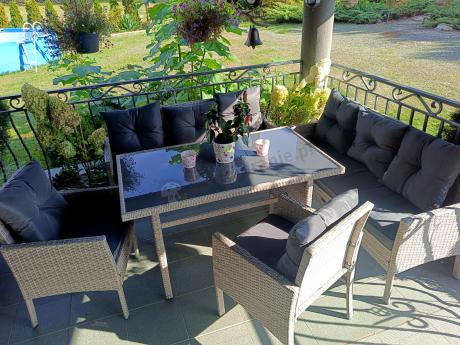 Szare meble ogrodowe z technorattanu Torino Grande - grey