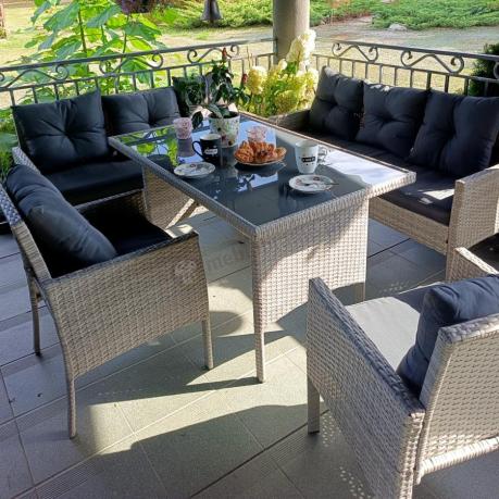 Szare meble ogrodowe z technorattanu Torino Grande - grey