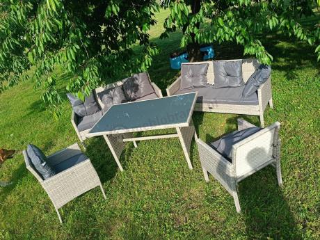 Szare meble ogrodowe z technorattanu Torino Grande - grey