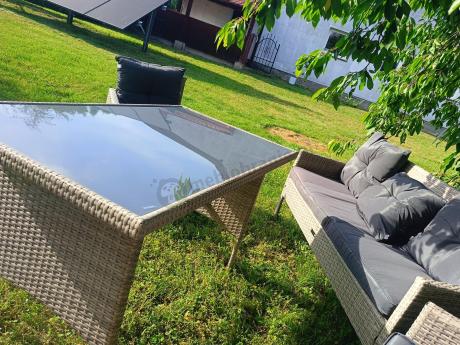 Szare meble ogrodowe z technorattanu Torino Grande - grey