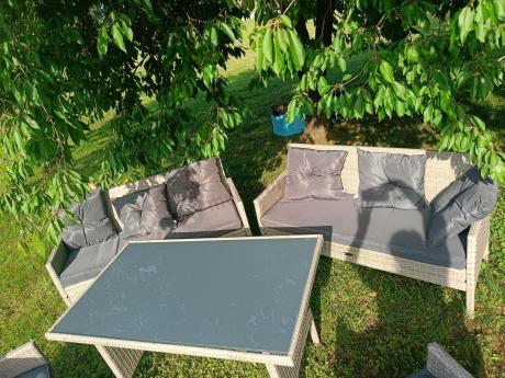 Szare meble ogrodowe z technorattanu Torino Grande - grey