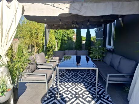 Szare meble tarasowe metalowe z sofami 175cm i wysokim stołem Sodor Grande - Silver