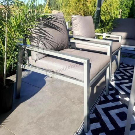 Szare meble tarasowe metalowe z sofami 175cm i wysokim stołem Sodor Grande - Silver