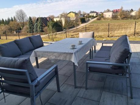 Szare meble tarasowe metalowe z sofami 175cm i wysokim stołem Sodor Grande - Silver
