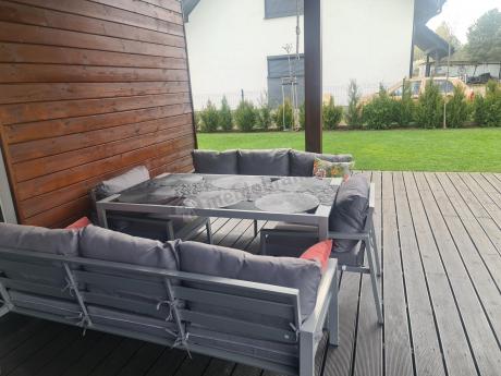 Szare meble tarasowe metalowe z sofami 175cm i wysokim stołem Sodor Grande - Silver