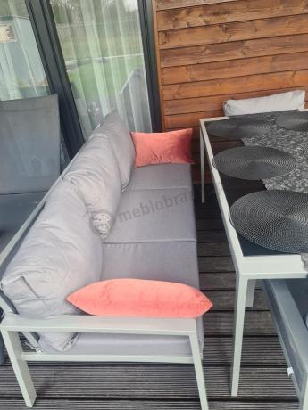 Szare meble tarasowe metalowe z sofami 175cm i wysokim stołem Sodor Grande - Silver