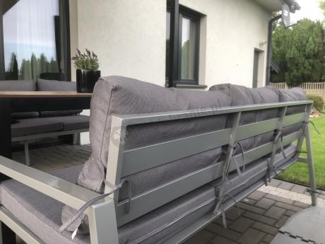 Szare meble tarasowe metalowe z sofami 175cm i wysokim stołem Sodor Grande - Silver