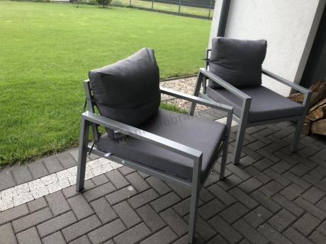 Szare meble tarasowe metalowe z sofami 175cm i wysokim stołem Sodor Grande - Silver