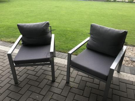 Szare meble tarasowe metalowe z sofami 175cm i wysokim stołem Sodor Grande - Silver