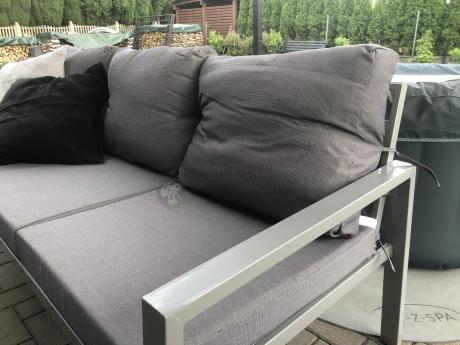 Szare meble tarasowe metalowe z sofami 175cm i wysokim stołem Sodor Grande - Silver