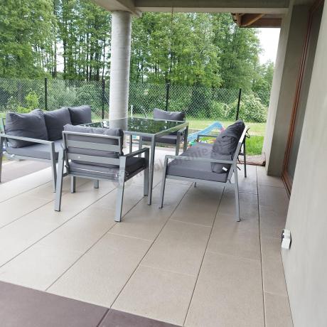 Szare meble tarasowe metalowe z sofami 175cm i wysokim stołem Sodor Grande - Silver