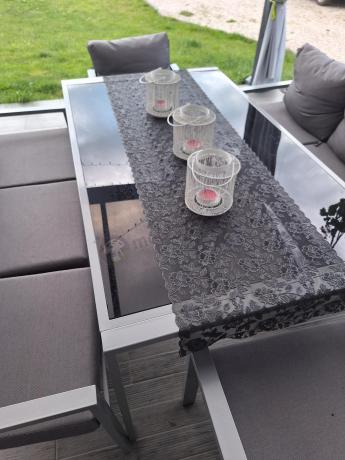 Szare meble tarasowe metalowe z sofami 175cm i wysokim stołem Sodor Grande - Silver