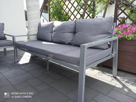 Szare meble tarasowe metalowe z sofami 175cm i wysokim stołem Sodor Grande - Silver