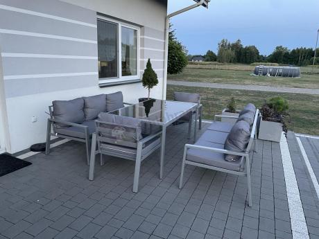 Szare meble tarasowe metalowe z sofami 175cm i wysokim stołem Sodor Grande - Silver