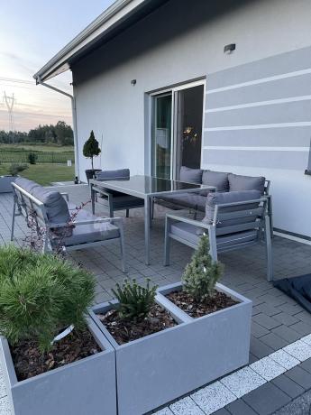 Szare meble tarasowe metalowe z sofami 175cm i wysokim stołem Sodor Grande - Silver