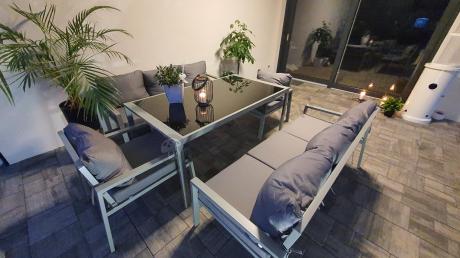 Szare meble tarasowe metalowe z sofami 175cm i wysokim stołem Sodor Grande - Silver