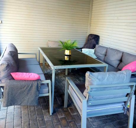 Szare meble tarasowe metalowe z sofami 175cm i wysokim stołem Sodor Grande - Silver