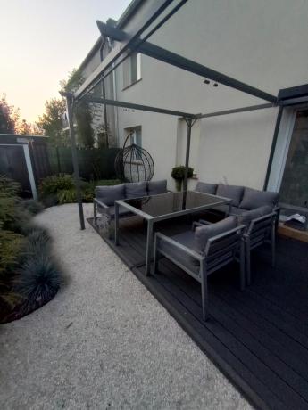 Szare meble tarasowe metalowe z sofami 175cm i wysokim stołem Sodor Grande - Silver