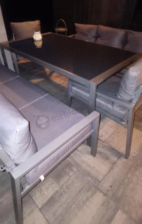 Szare meble tarasowe metalowe z sofami 175cm i wysokim stołem Sodor Grande - Silver