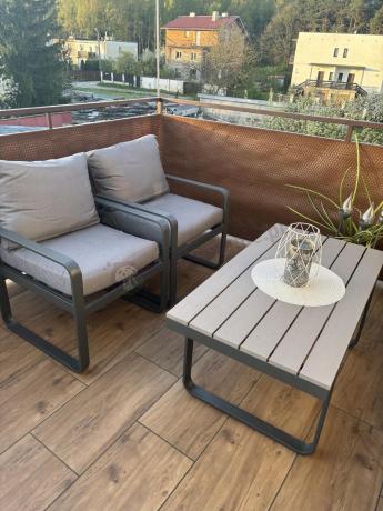 Szare nowoczesne meble na taras - zestaw z sofą i fotelami - Panaon Dining GG