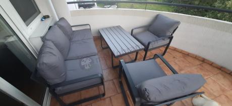 Szare nowoczesne meble na taras - zestaw z sofą i fotelami - Panaon Dining GG
