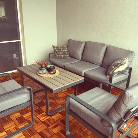 Szare nowoczesne meble na taras - zestaw z sofą i fotelami - Panaon Dining GG