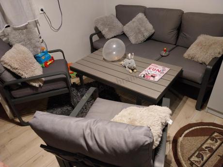Szare nowoczesne meble na taras - zestaw z sofą i fotelami - Panaon Dining GG