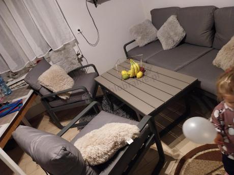 Szare nowoczesne meble na taras - zestaw z sofą i fotelami - Panaon Dining GG