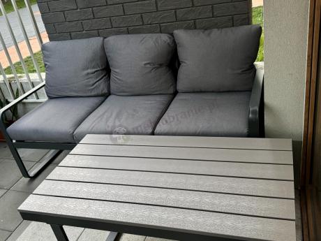 Szare nowoczesne meble na taras - zestaw z sofą i fotelami - Panaon Dining GG