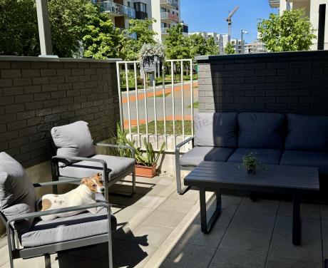Szare nowoczesne meble na taras - zestaw z sofą i fotelami - Panaon Dining GG