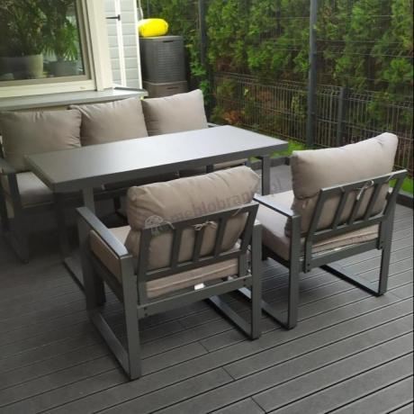 Szare nowoczesne meble na taras ze szklanym stołem - Panaon Dining Elite Grey