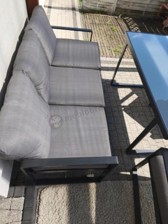 Szare nowoczesne meble na taras ze szklanym stołem - Panaon Dining Elite Grey