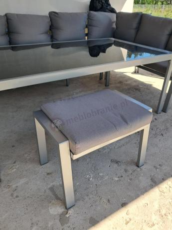 Szare nowoczesne meble ogrodowe - modułowy narożnik 184x239cm i fotel - Sodor Corner XL - Silver
