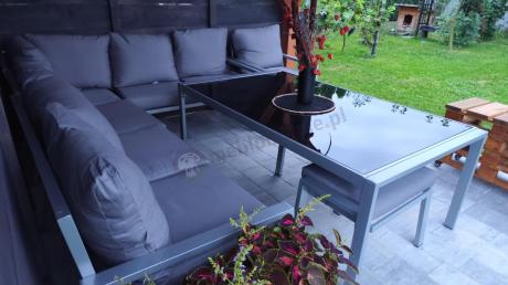 Szare nowoczesne meble ogrodowe - modułowy narożnik 184x239cm i fotel - Sodor Corner XL - Silver