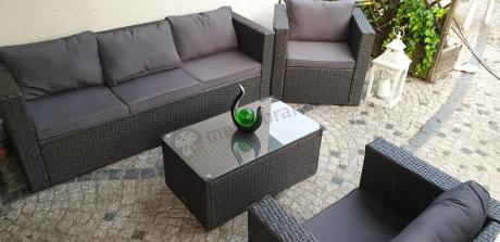 Szary komplet mebli na taras z technorattanu Stefano Set Max Antracite