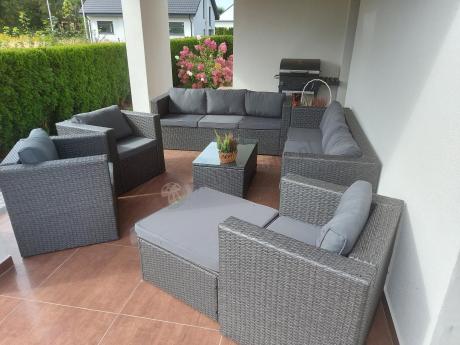 Szary komplet mebli na taras z technorattanu Stefano Set Max Antracite