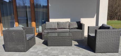 Szary komplet mebli na taras z technorattanu Stefano Set Max Antracite