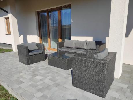 Szary komplet mebli na taras z technorattanu Stefano Set Max Antracite