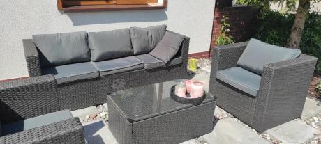 Szary komplet mebli na taras z technorattanu Stefano Set Max Antracite