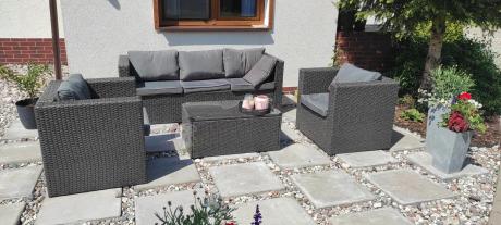 Szary komplet mebli na taras z technorattanu Stefano Set Max Antracite