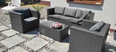 Szary komplet mebli na taras z technorattanu Stefano Set Max Antracite