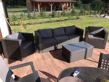 Szary komplet mebli na taras z technorattanu Stefano Set Max Antracite